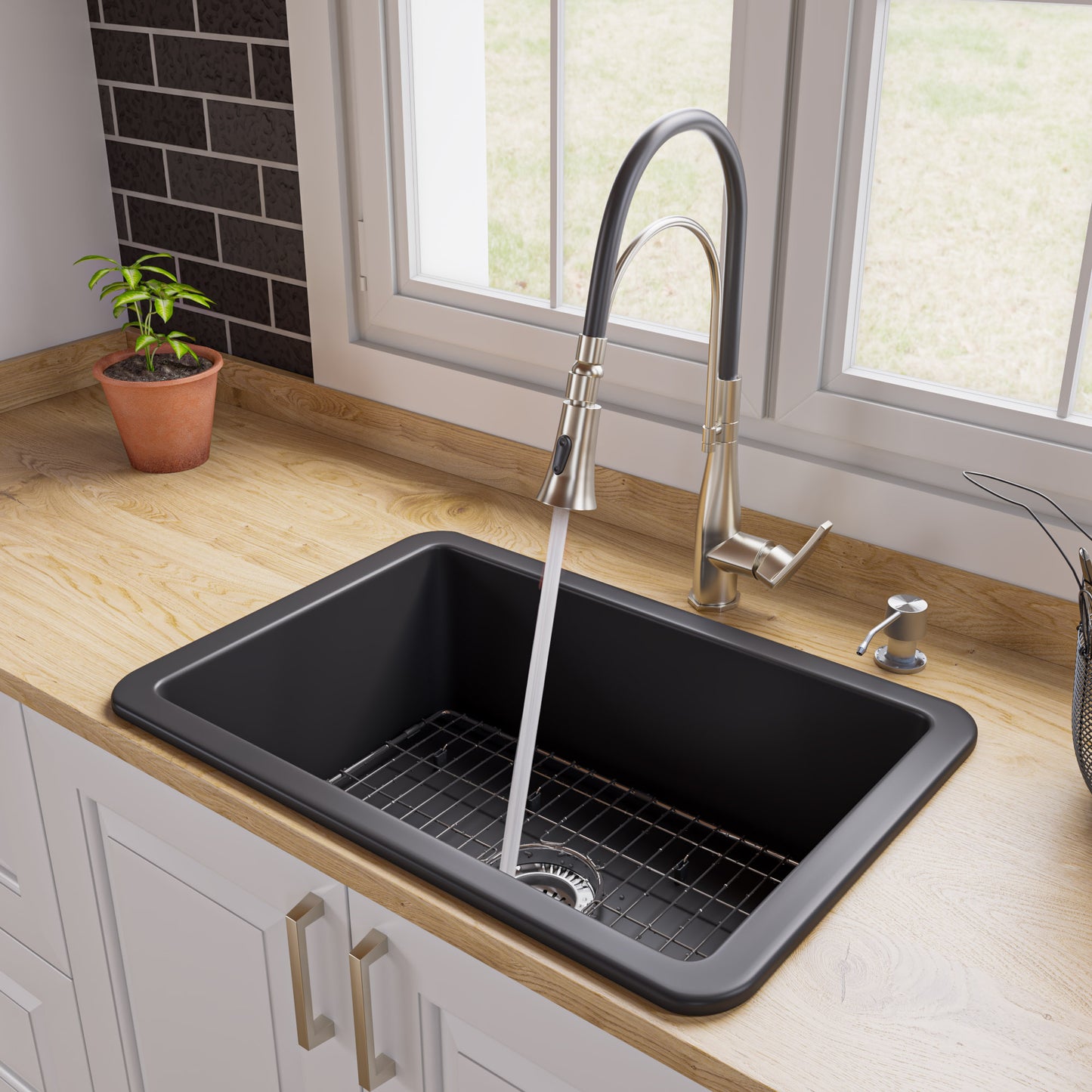 ALFI brand 27" x 18" Fireclay Undermount / Drop In Firelcay Kitchen Sink