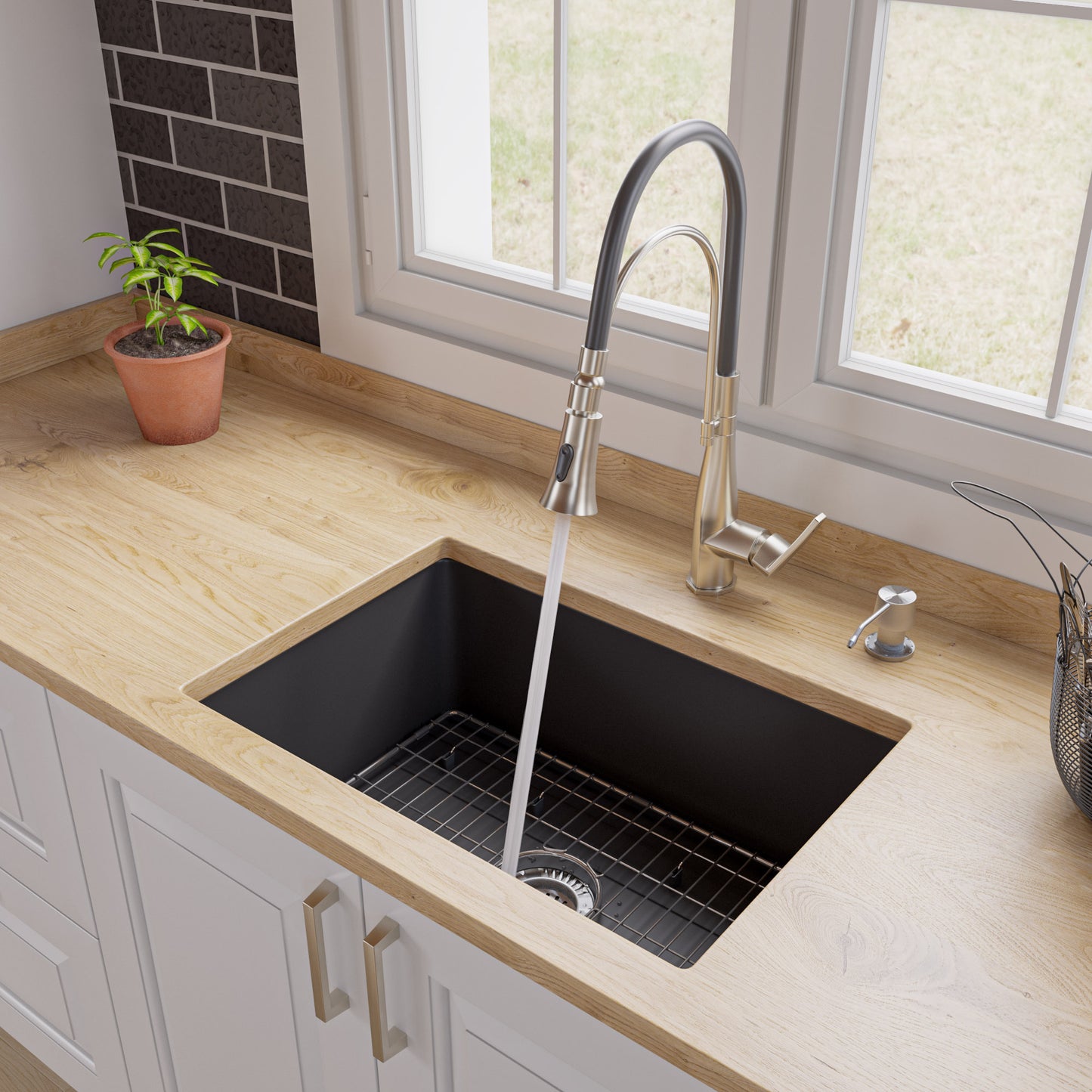 ALFI brand 27" x 18" Fireclay Undermount / Drop In Firelcay Kitchen Sink