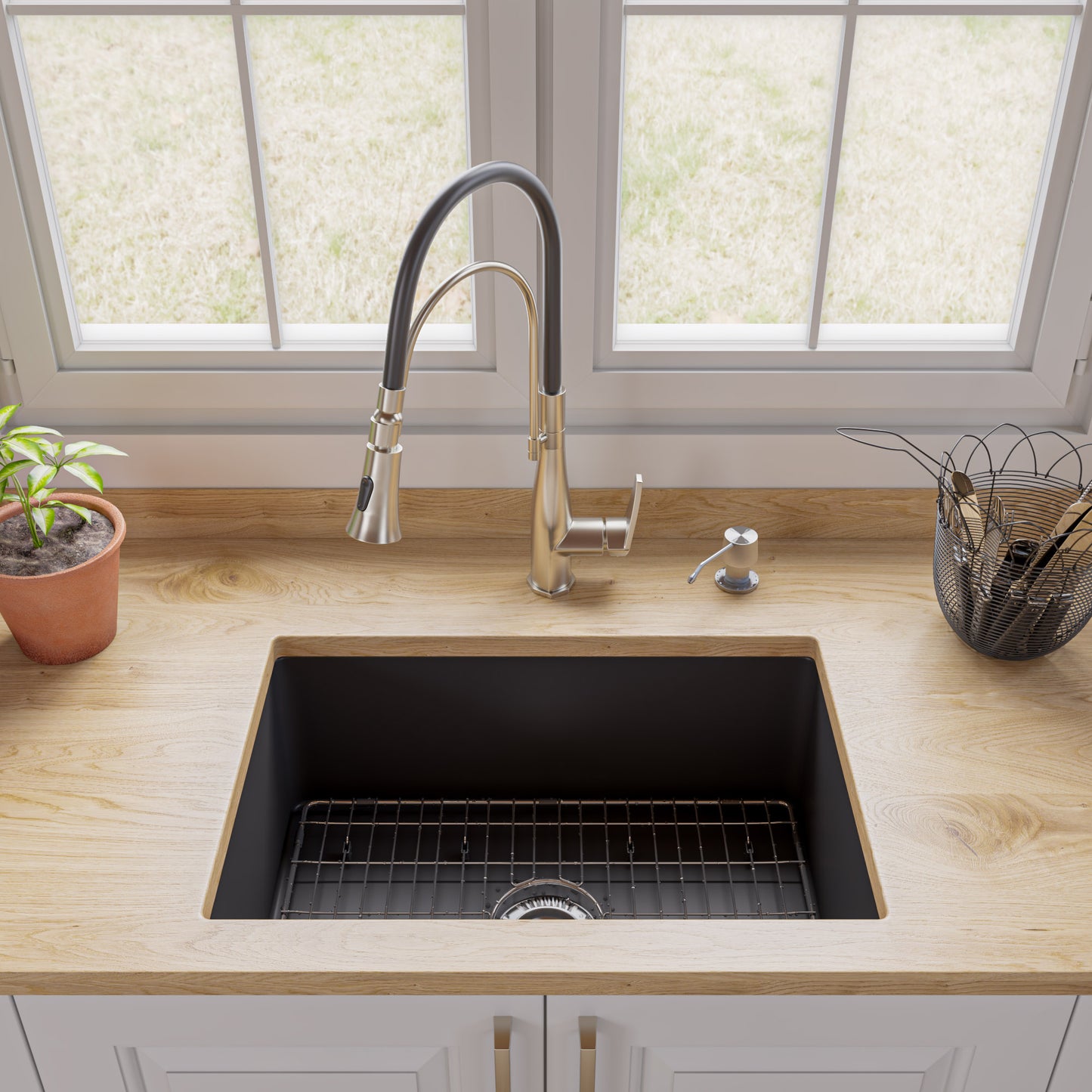 ALFI brand 27" x 18" Fireclay Undermount / Drop In Firelcay Kitchen Sink