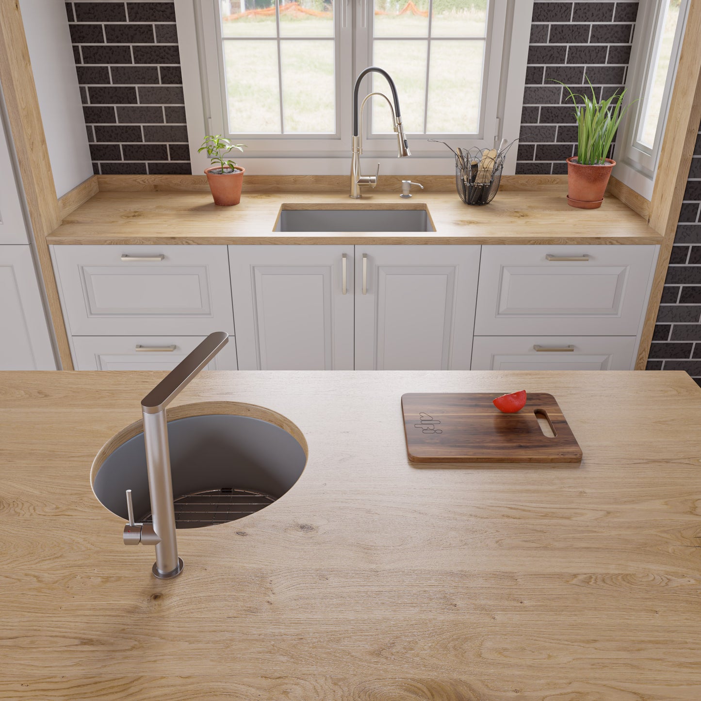 ALFI brand Gray 27" x 18" Fireclay Undermount / Drop In Firelcay Kitchen Sink