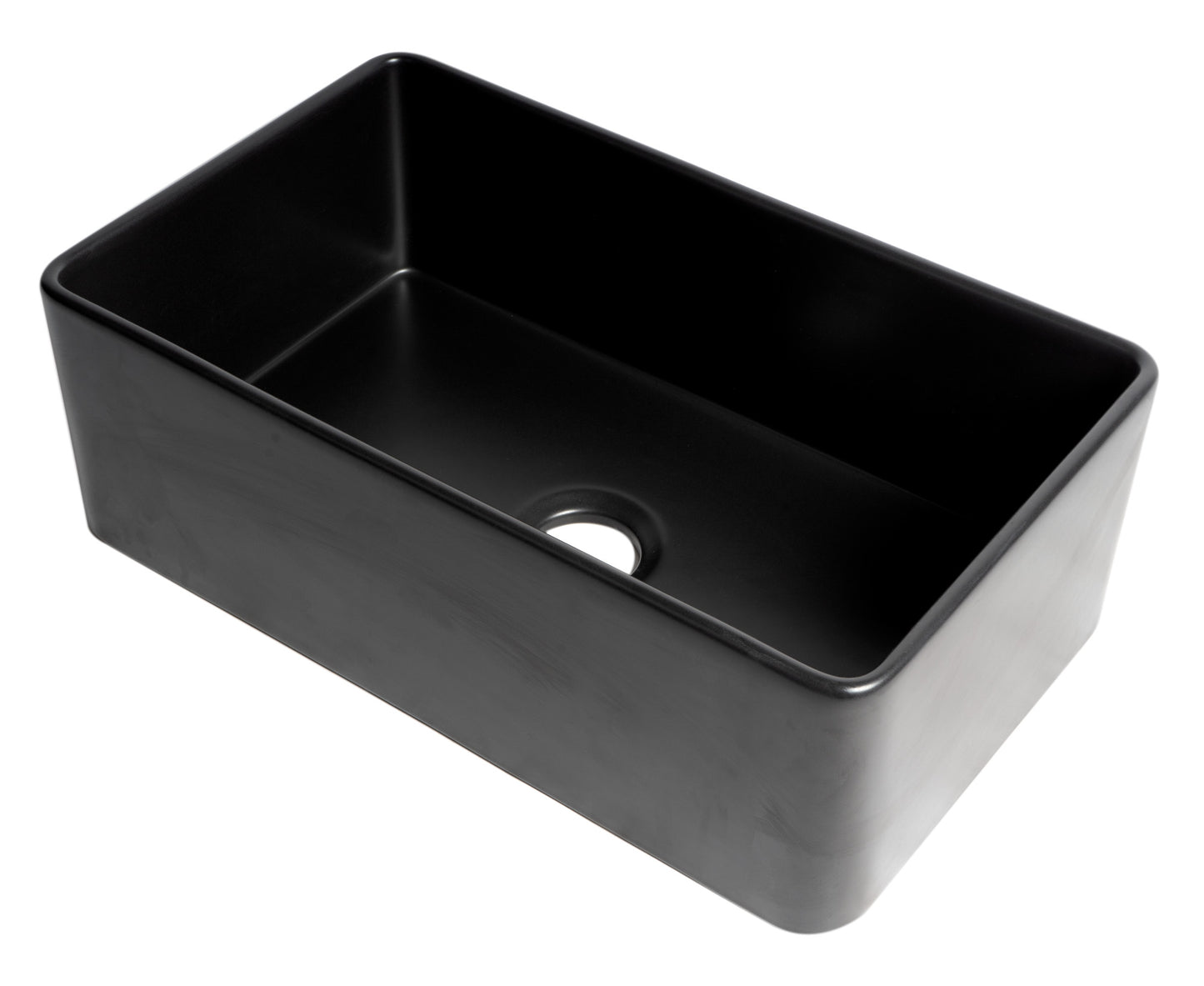 ALFI brand Black Matte Smooth Apron 30" x 18" Single Bowl Fireclay Farm Sink