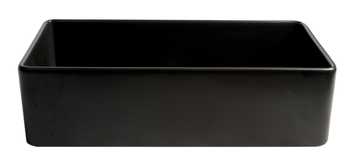 ALFI brand Black Matte Smooth Apron 36" x 18" Single Bowl Fireclay Farm Sink