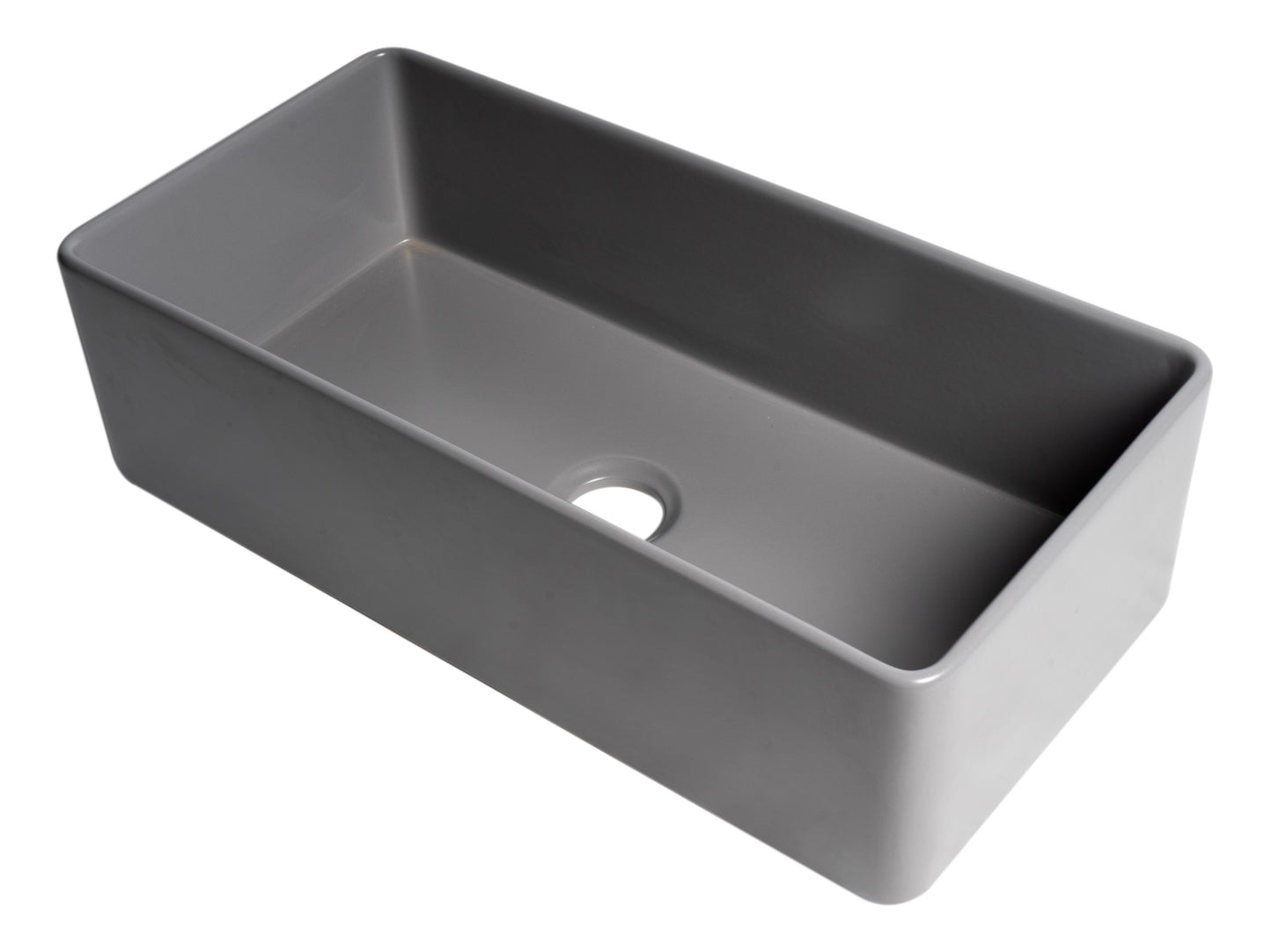 ALFI brand Gray Matte Smooth Apron 36" x 18" Single Bowl Fireclay Farm Sink