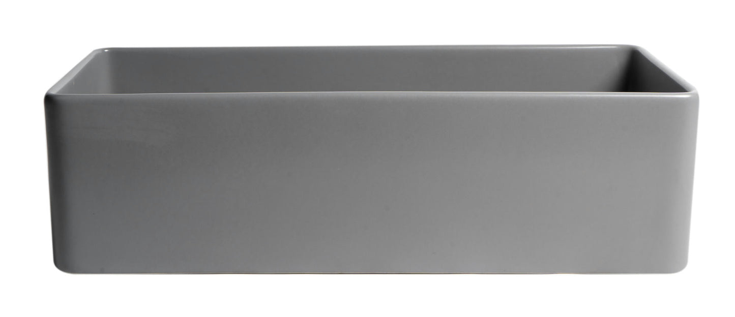 ALFI brand Gray Matte Smooth Apron 36" x 18" Single Bowl Fireclay Farm Sink