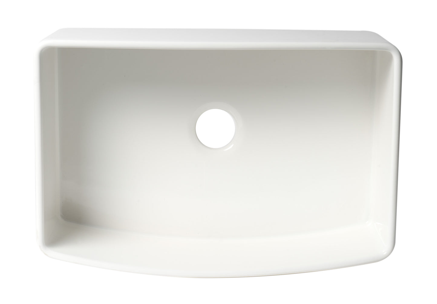 ALFI Brand Smooth Curved 30" x 20" Single Bowl Fireclay Farm Sink with Grid