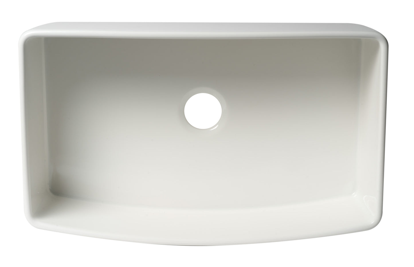 ALFI Brand Smooth Curved 33" x 20" Single Bowl Fireclay Farm Sink with Grid