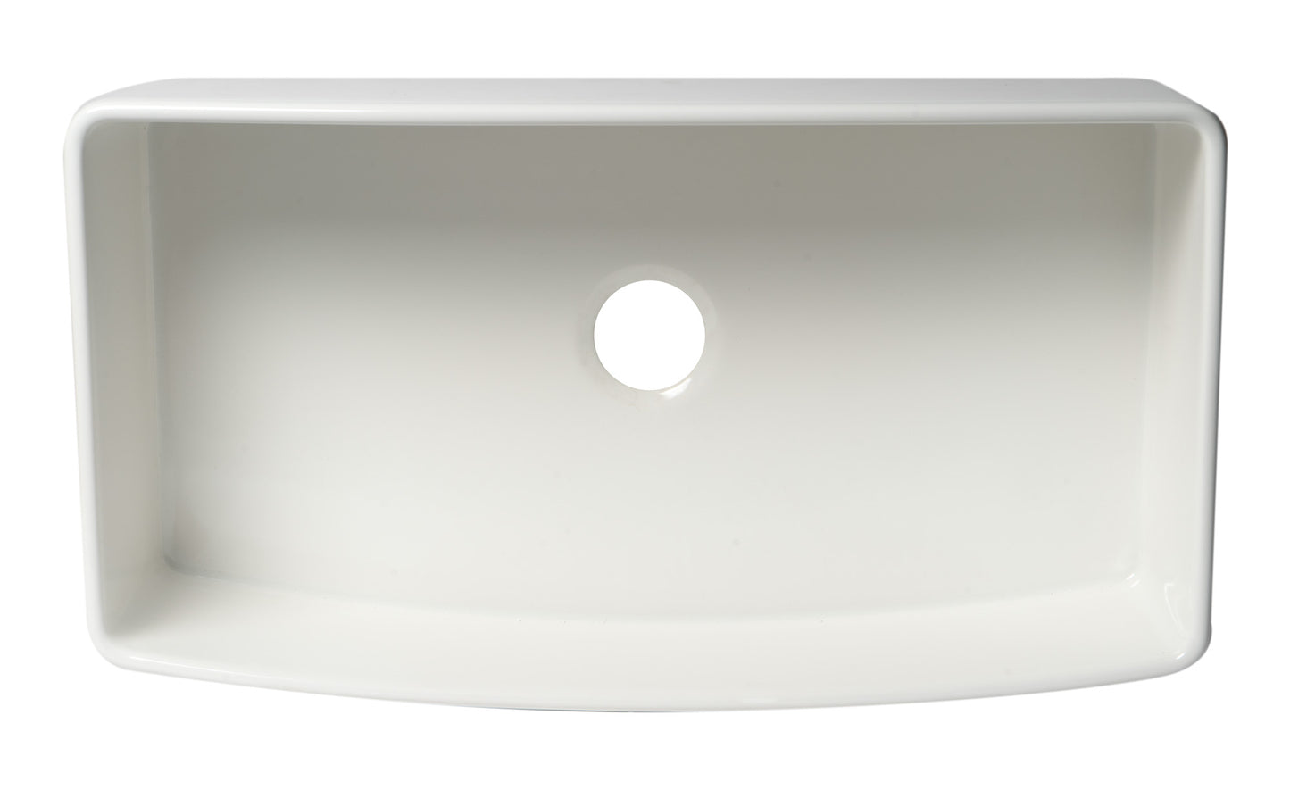 ALFI Brand Smooth Curved 36" x 20" Single Bowl Fireclay Farm Sink with Grid