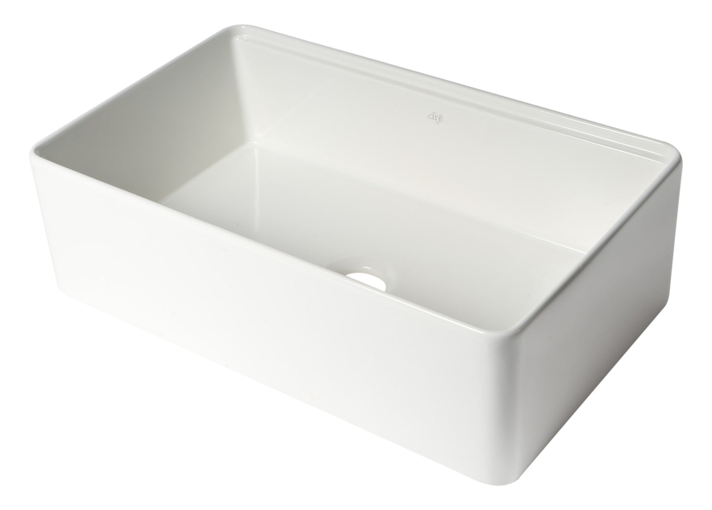 ALFI Brand Smooth 33" x 20" Single Bowl Step Rim Fireclay Farm Sink