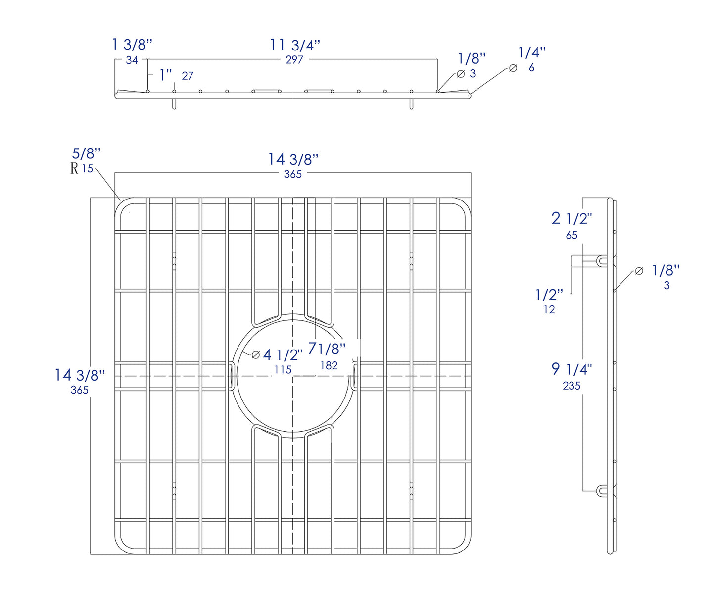 ALFI brand ABGR18S Square Stainless Steel Grid for ABF1818S