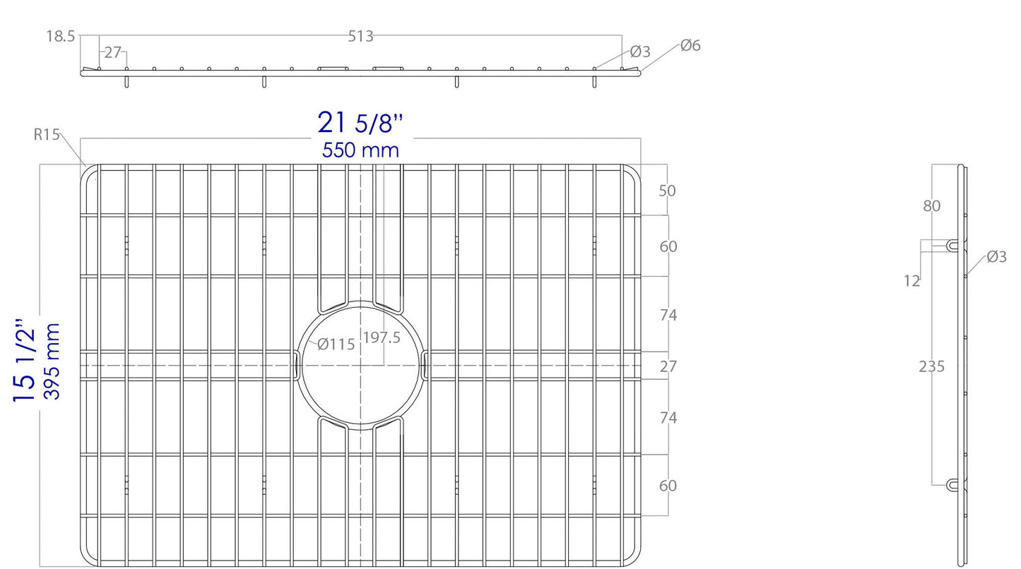 ALFI brand ABGR24 Solid Stainless Steel Kitchen Sink Grid for ABF2418 Sink