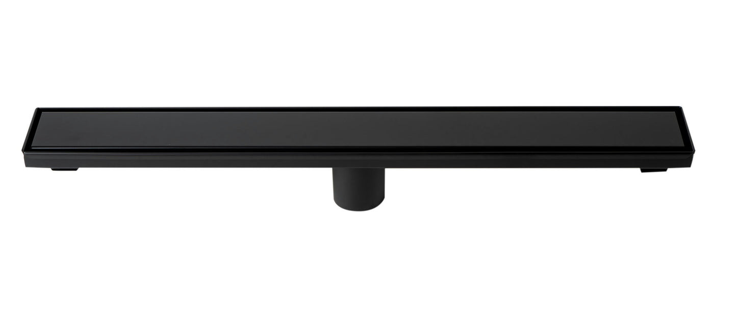 ALFI brand 24" Black Matte Stainless Steel Linear Shower Drain with Solid Cover