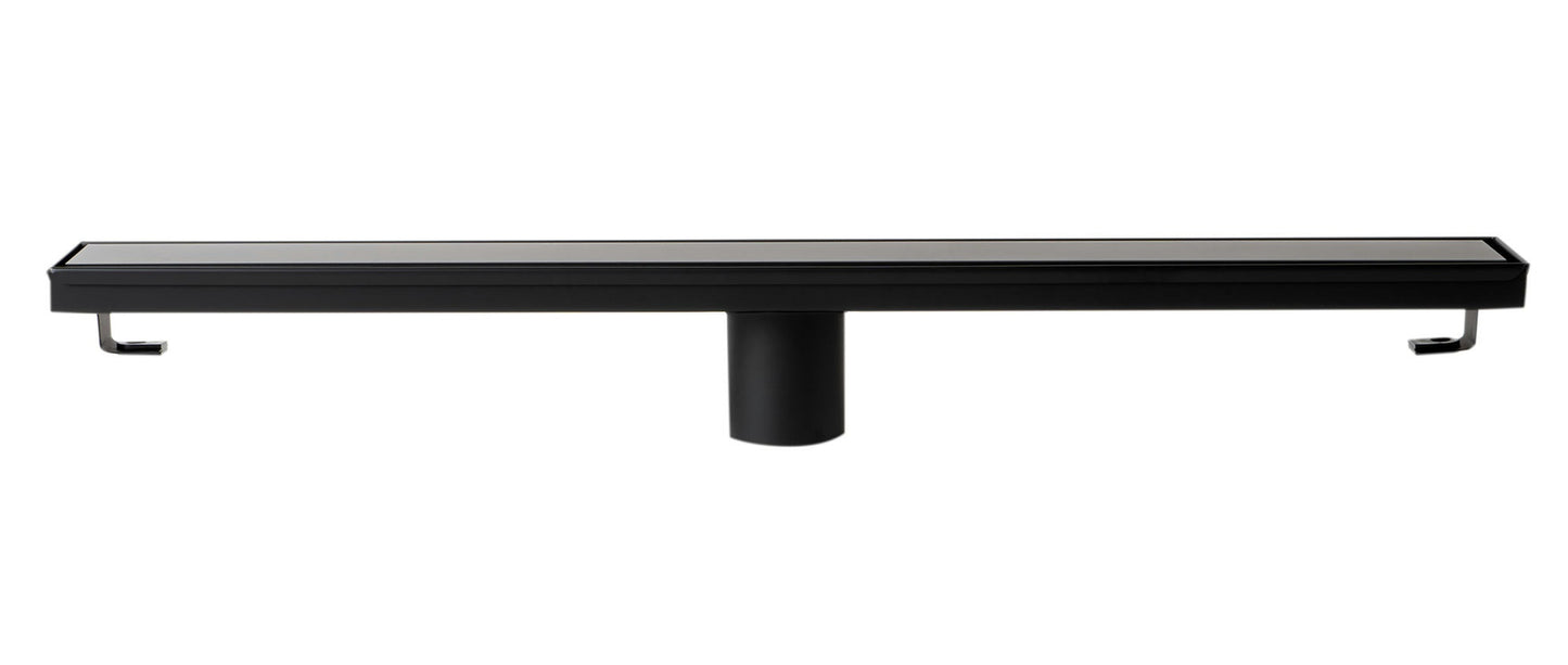 ALFI brand 24" Black Matte Stainless Steel Linear Shower Drain with Solid Cover