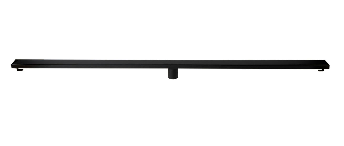 ALFI brand 59" Black Matte Stainless Steel Linear Shower Drain with Solid Cover