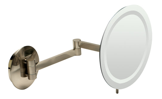 ALFI brandÂ Â Brushed Nickel Wall Mount Round Cosmetic Mirror with Light