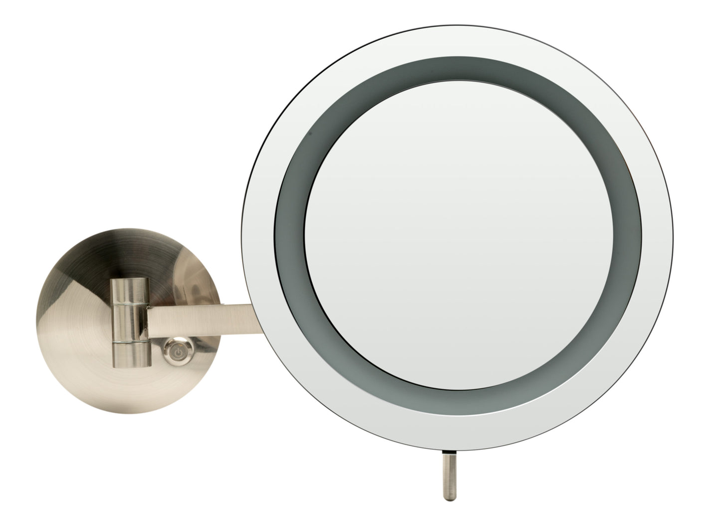 ALFI brandÂ Â Brushed Nickel Wall Mount Round Cosmetic Mirror with Light