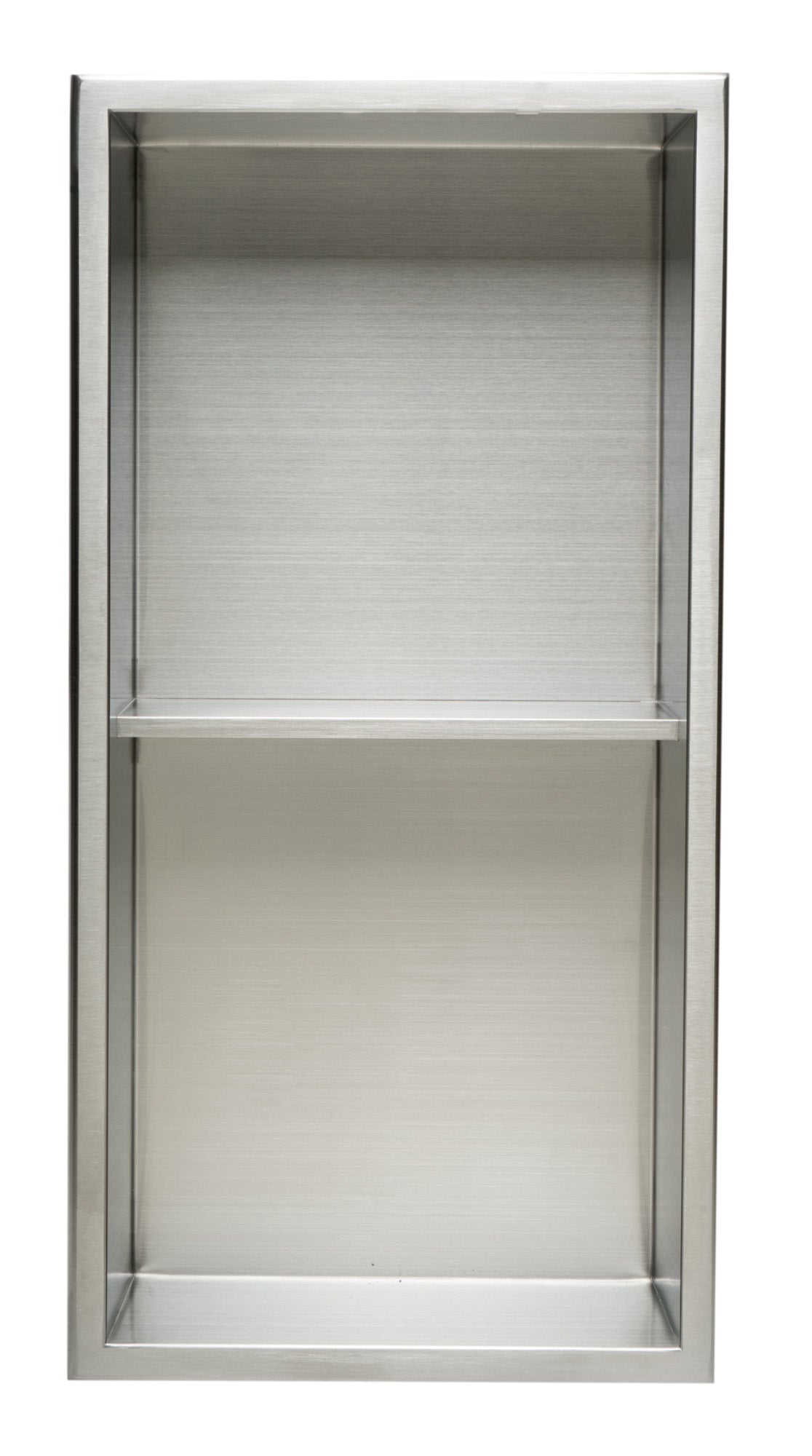 ALFI brand 12 x 24 Brushed Vertical Double Shelf Bath Shower Niche
