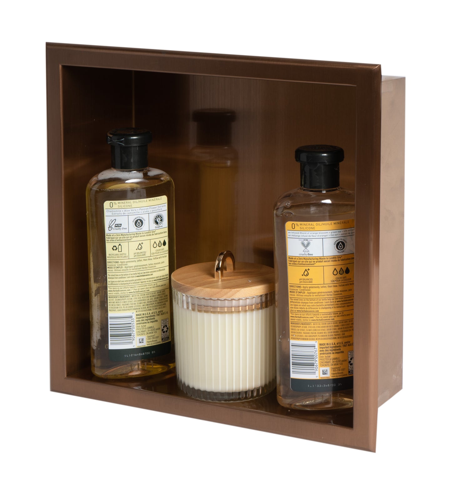 ALFI brand 12" x 12" Brushed Copper PVD Square Single Shelf Shower Niche