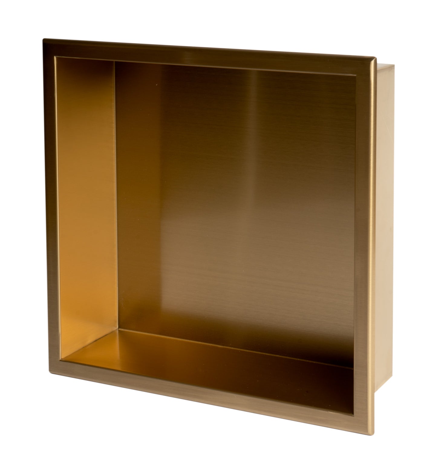 ALFI brand 16" x 16" Brushed Gold PVD Steel Square Single Shelf Shower Niche