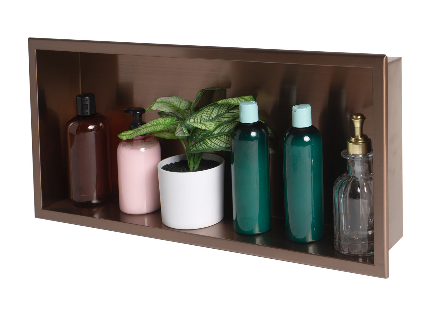 ALFI brand 24" x 12" Brushed Copper PVD Horizontal Single Shelf Shower Niche