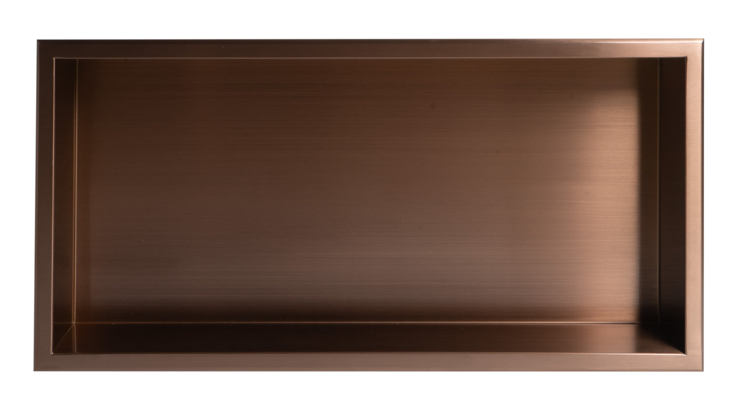 ALFI brand 24" x 12" Brushed Copper PVD Horizontal Single Shelf Shower Niche