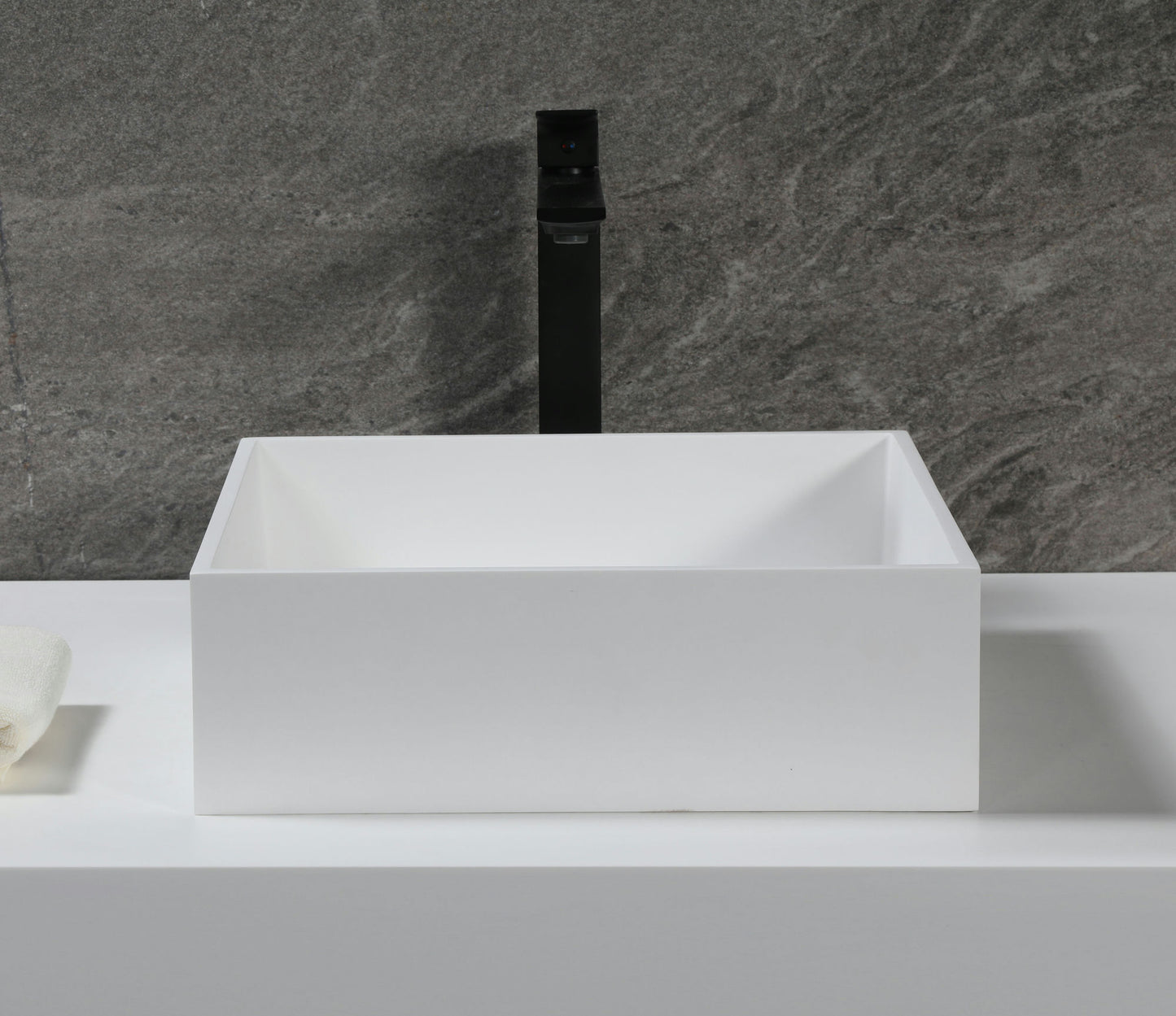 ALFI brand ABRS14S 14" Square White Matte Solid Surface Resin Sink