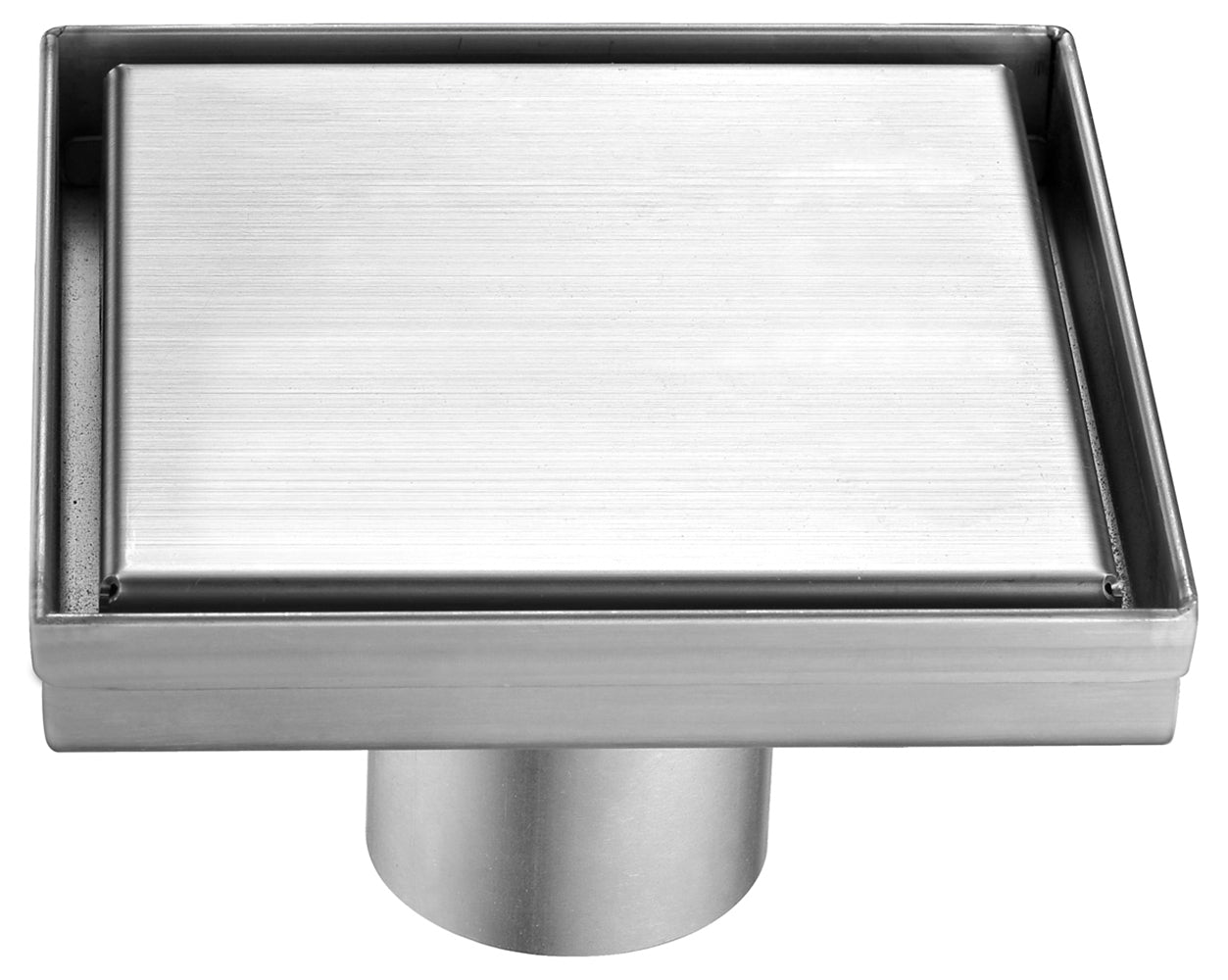 ALFI brand 5" x 5" Modern Square Brushed Shower Drain with Solid Cover