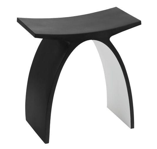 ALFI brand Black Matte Arched Solid Surface Resin Bathroom / Shower Stool
