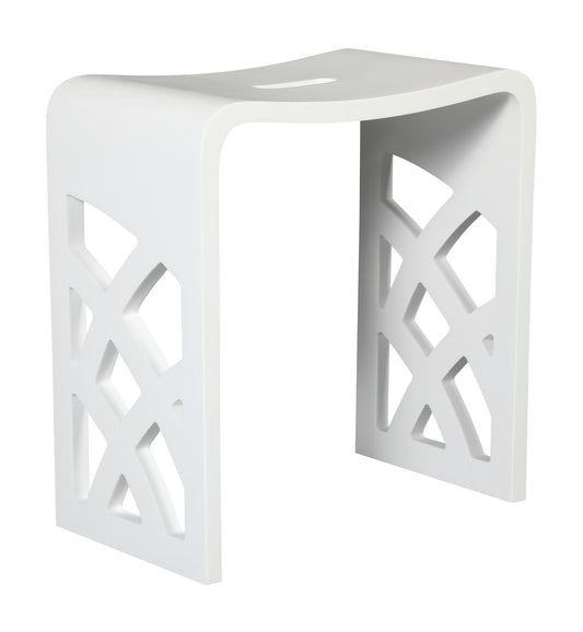 ALFI brand Designer White Matte Solid Surface Resin Bathroom / Shower Stool