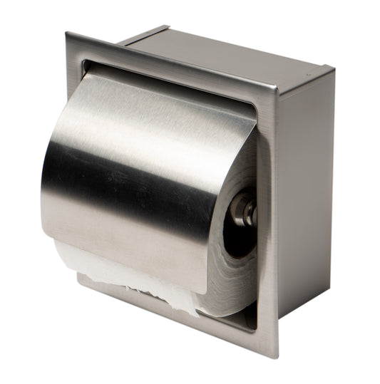 ALFI brand Brushed Stainless Steel Recessed Toilet Paper Holder with Cover