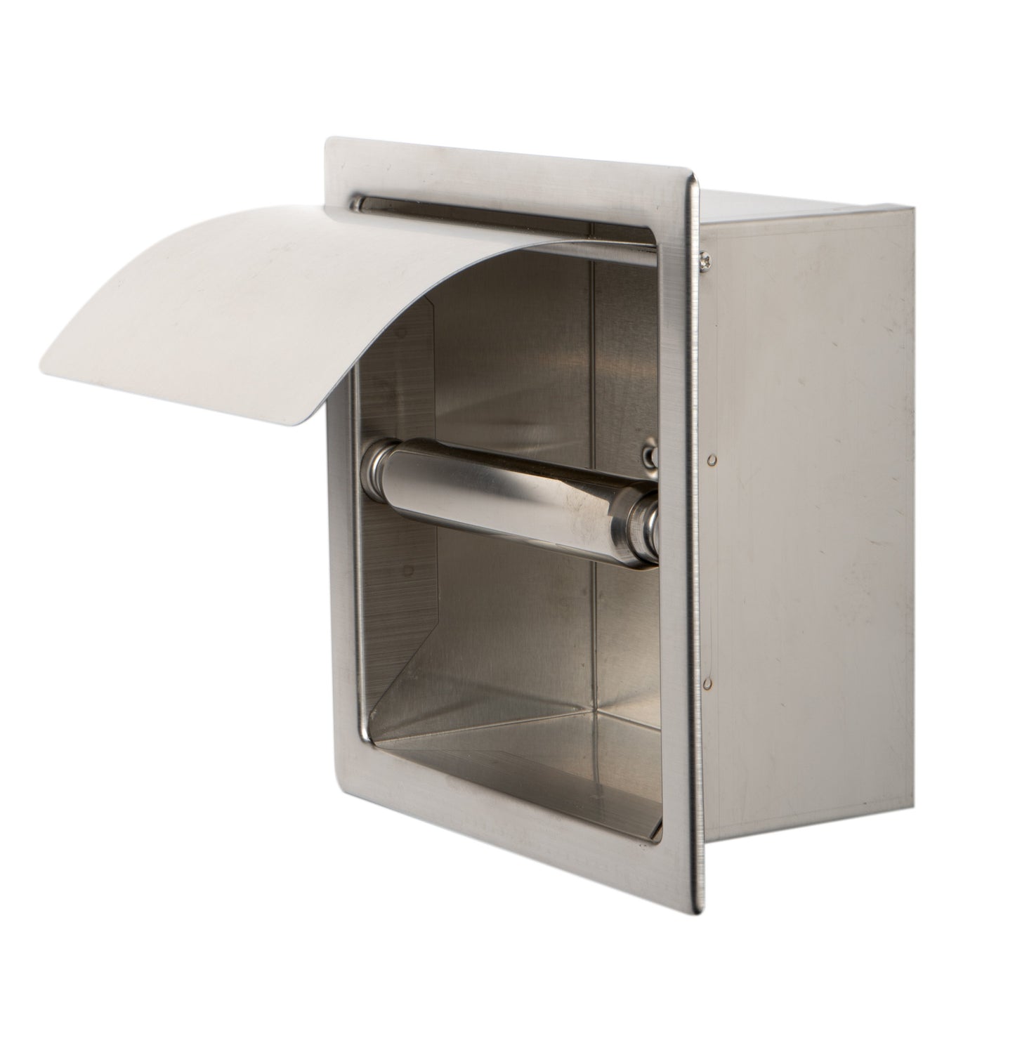 ALFI brand Brushed Stainless Steel Recessed Toilet Paper Holder with Cover