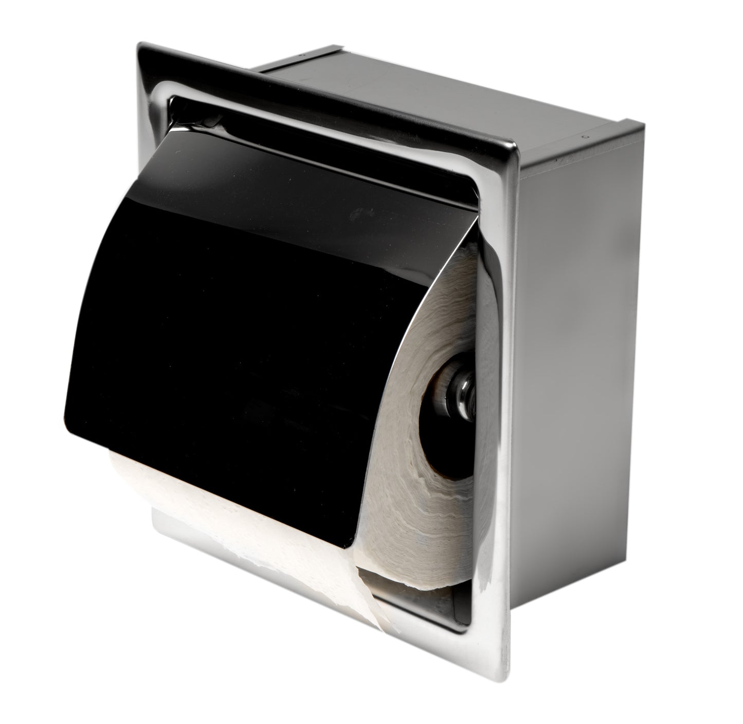 ALFI brand Polished Stainless Steel Recessed Toilet Paper Holder with Cover