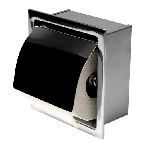 ALFI brand Polished Stainless Steel Recessed Toilet Paper Holder with Cover
