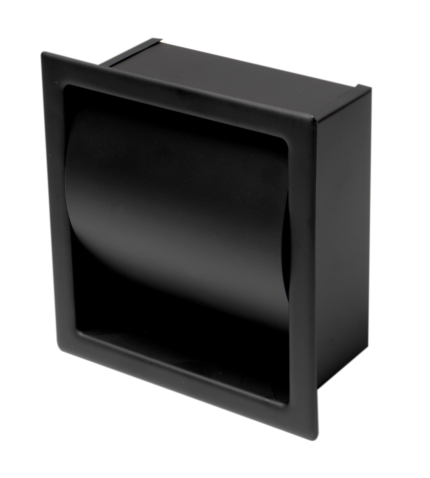 ALFI brand Black Matte Stainless Steel Recessed Toilet Paper Holder with Cover