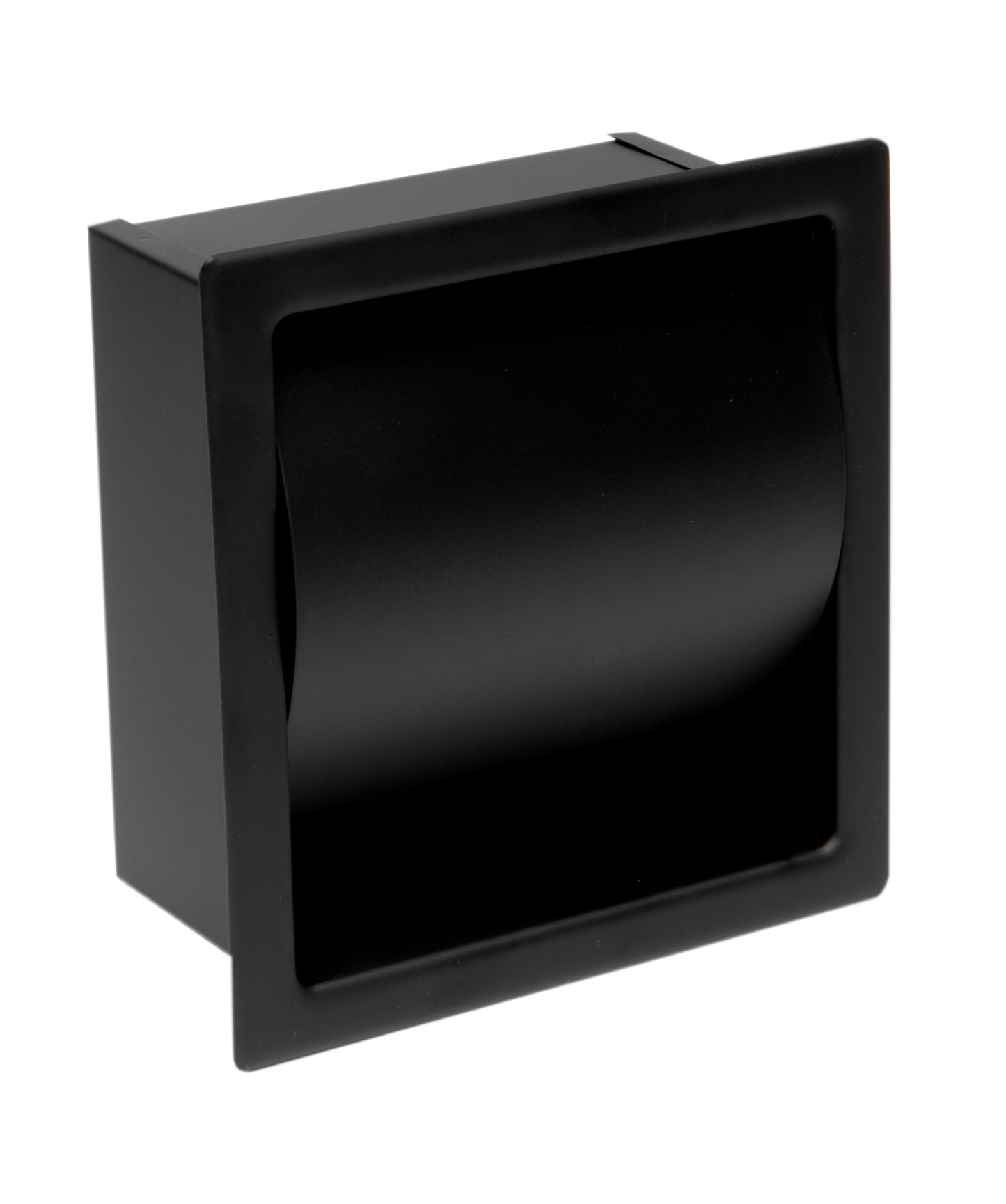 ALFI brand Black Matte Stainless Steel Recessed Toilet Paper Holder with Cover