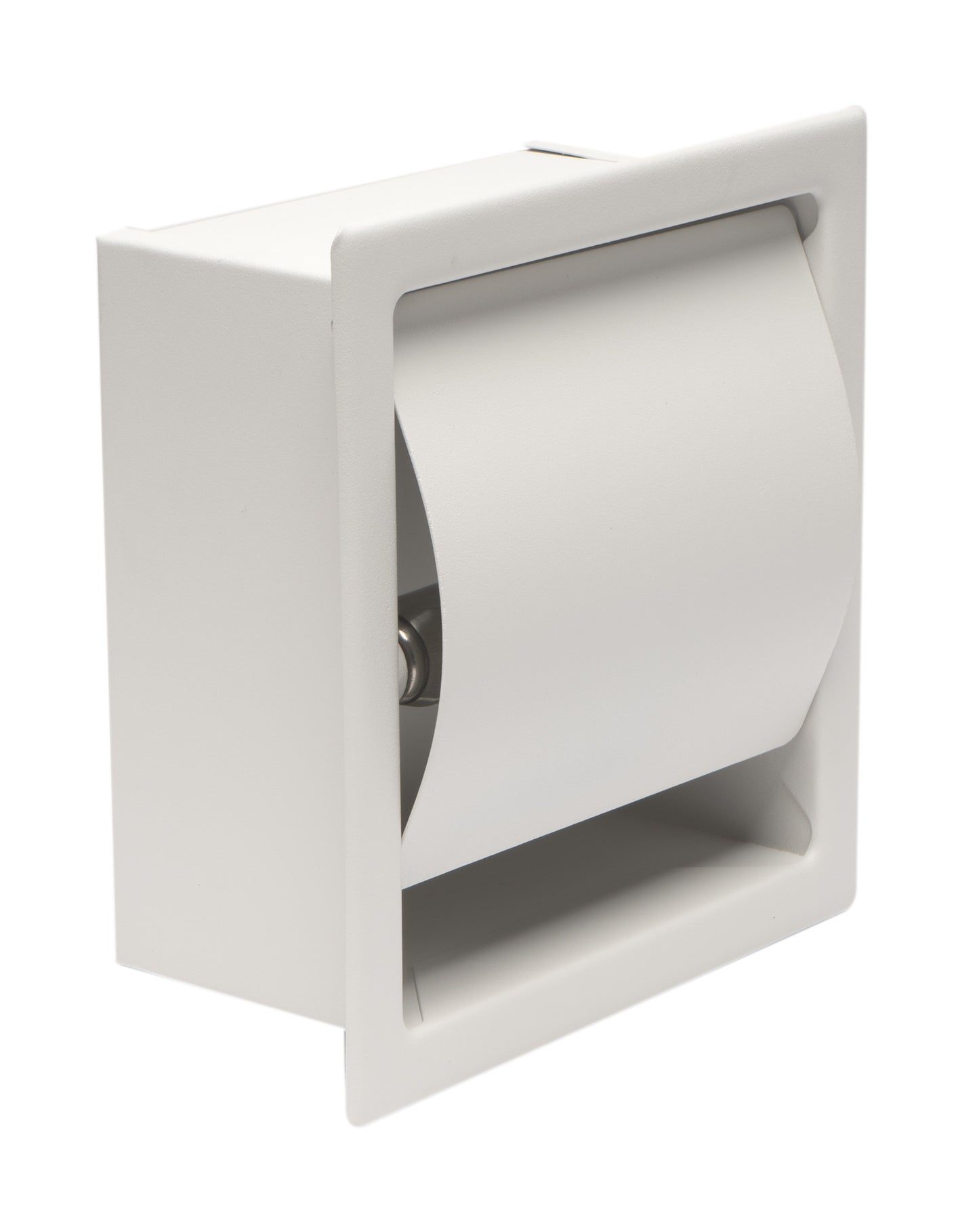 ALFI brand White Matte Stainless Steel Recessed Toilet Paper Holder with Cover