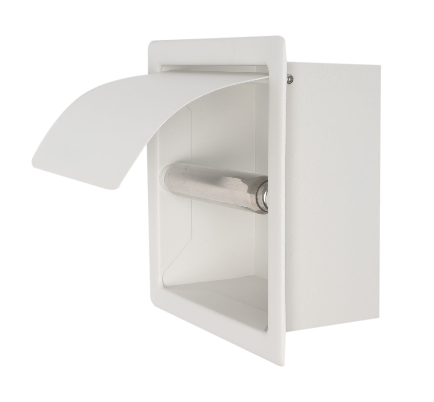 ALFI brand White Matte Stainless Steel Recessed Toilet Paper Holder with Cover