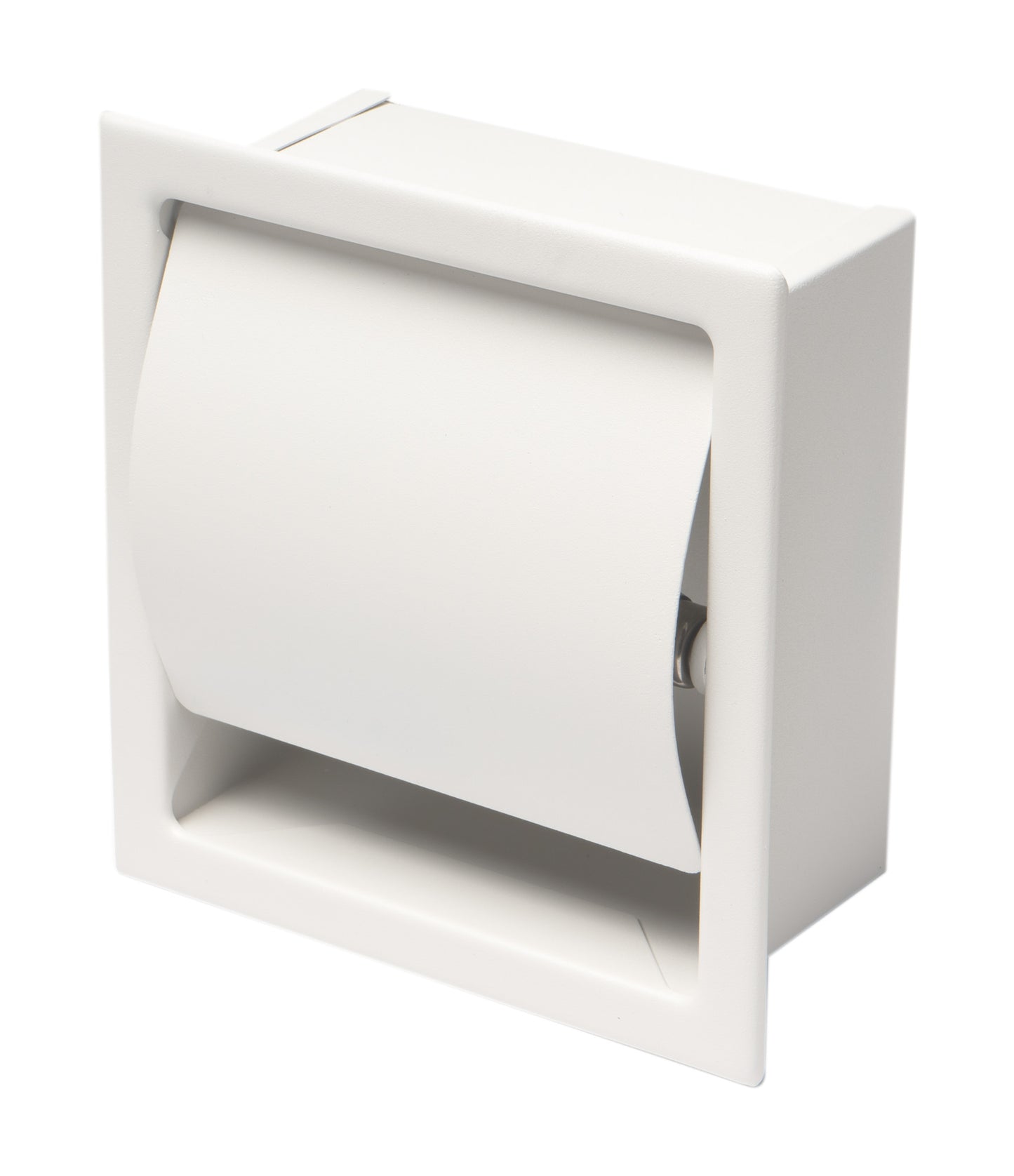 ALFI brand White Matte Stainless Steel Recessed Toilet Paper Holder with Cover