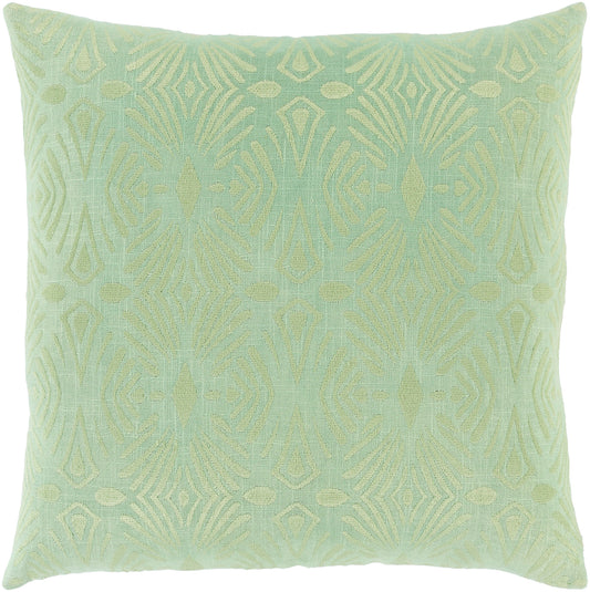 Surya Accra Light Green Pillow Shell With Down Insert 18"H X 18"W