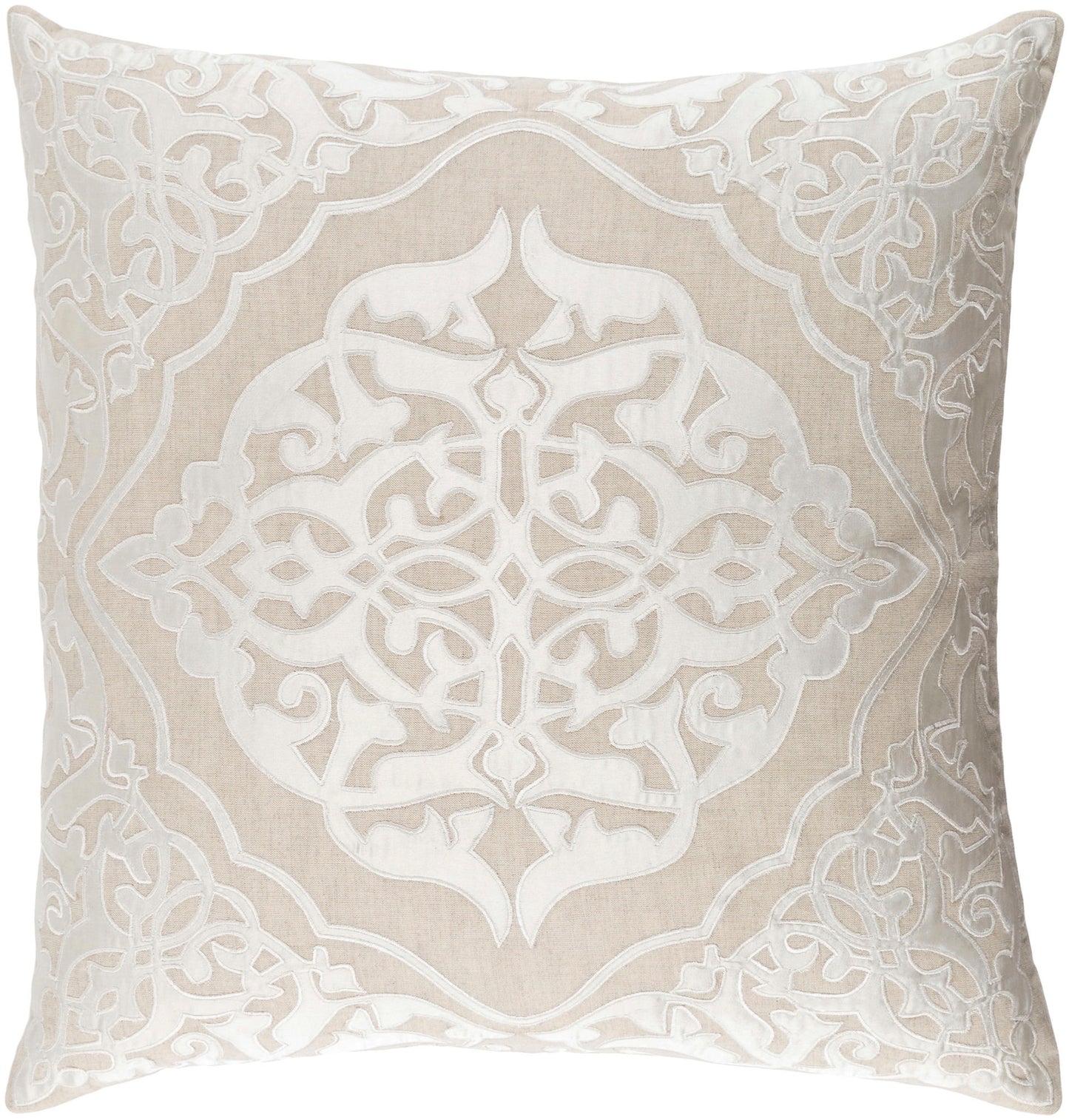 Surya Adelia Off-White Pillow Shell With Down Insert 18"H X 18"W