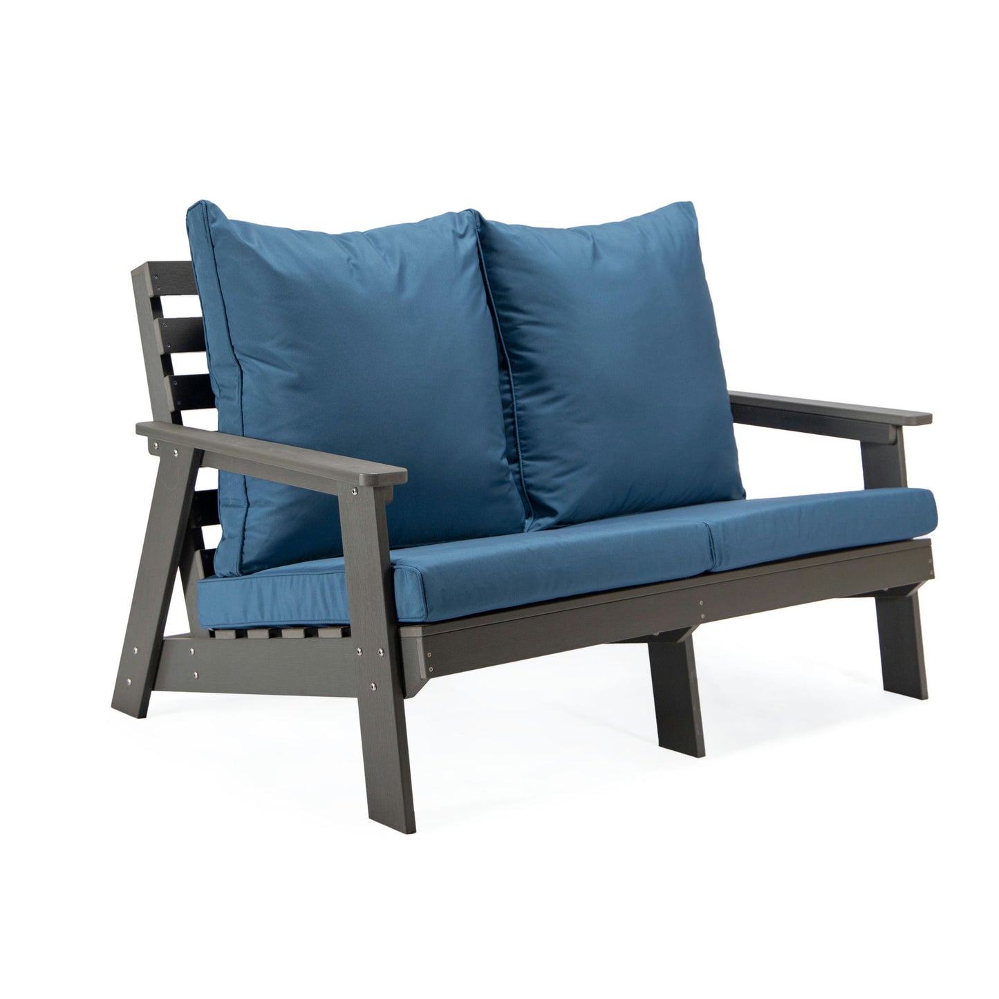 LeisureMod Alpine Poly Lumber 4-Piece Patio Conversation Set- Navy Blue