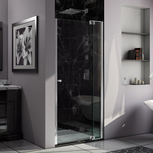 Allure 41-42 in. W x 73 in. H Frameless Pivot Shower Door in Chrome