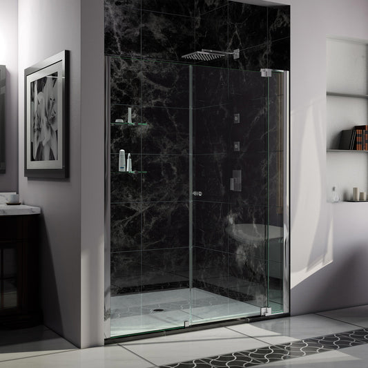 Allure 60-61 in. W x 73 in. H Frameless Pivot Shower Door in Chrome