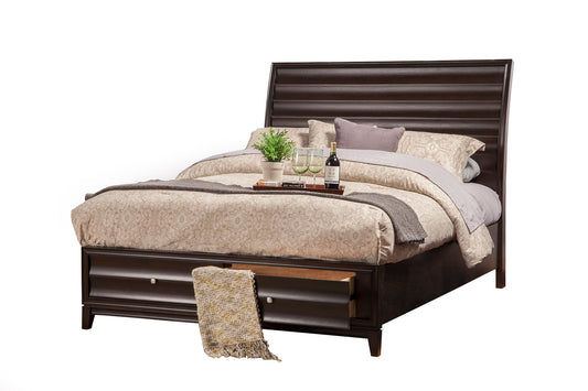 Alpine Furniture Legacy Queen Storage Bed with 2 Drawers, Black Cherry