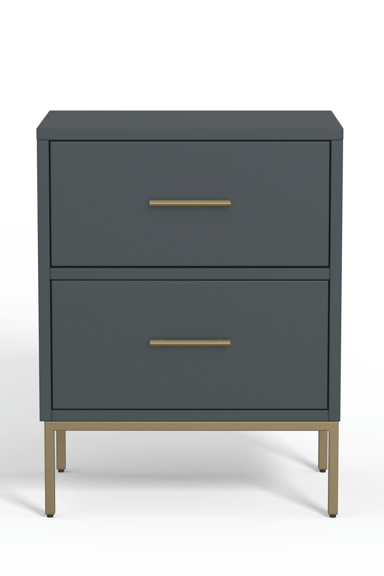 Alpine Furniture Madelyn Two Drawer Nightstand, Slate Gray