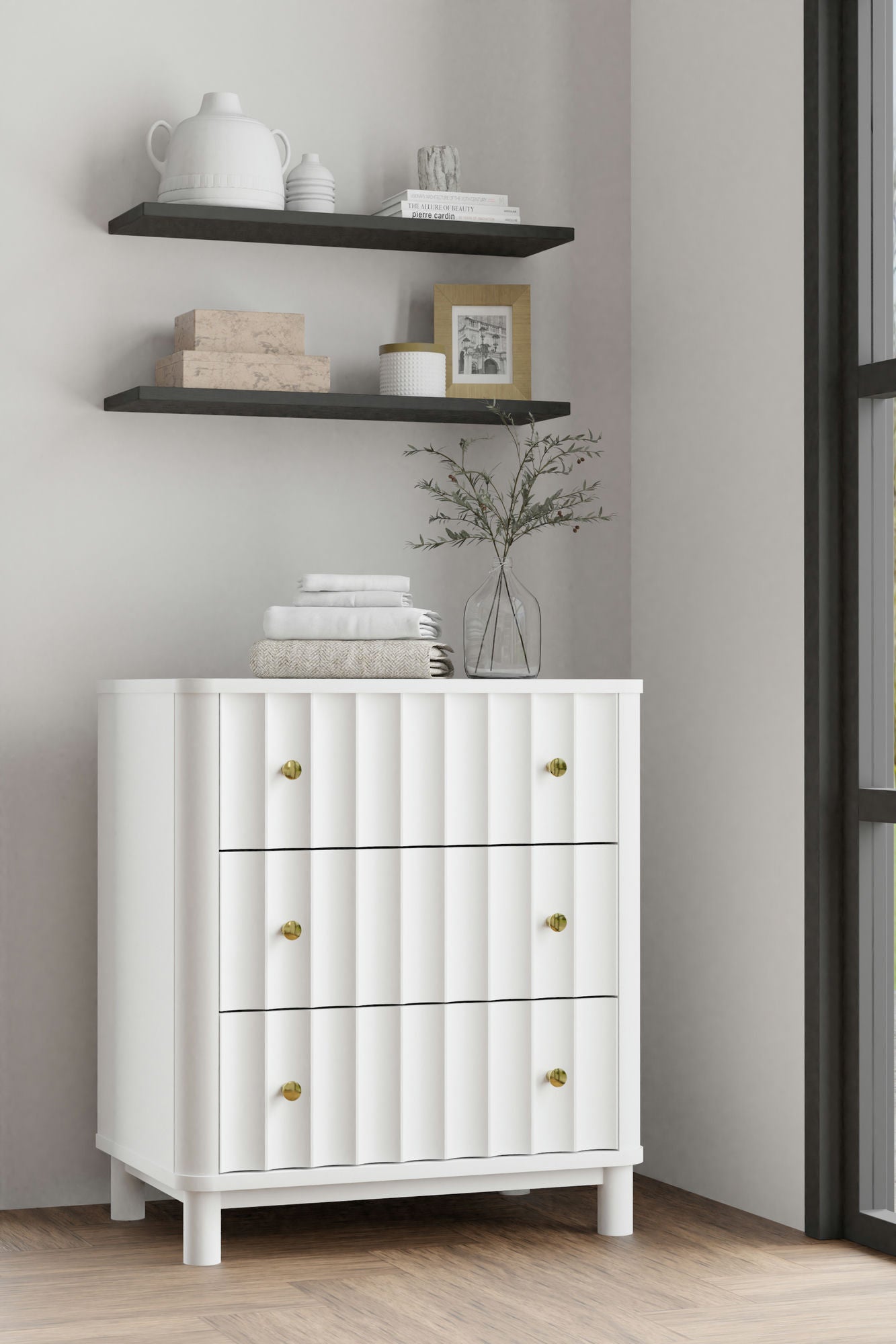 Alpine Furniture Stapleton 3 Drawer Small Chest, White
