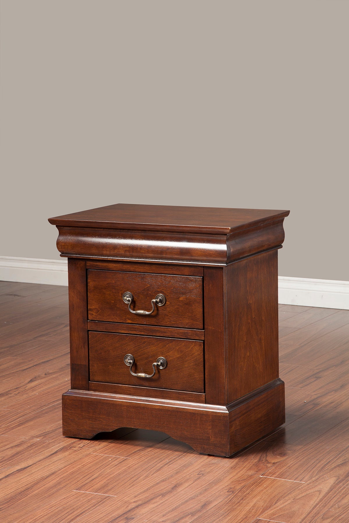 Alpine Furniture West Haven 2 Drawer Nightstand, Cappuccino