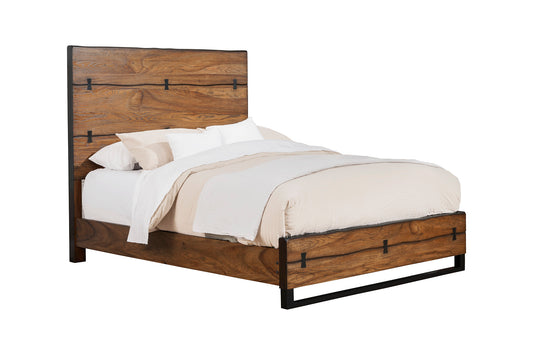 Alpine Furniture Live Edge Full Size Panel Bed, Tobacco