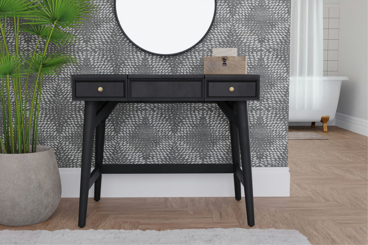 Alpine Furniture Flynn Bedroom Vanity, Black