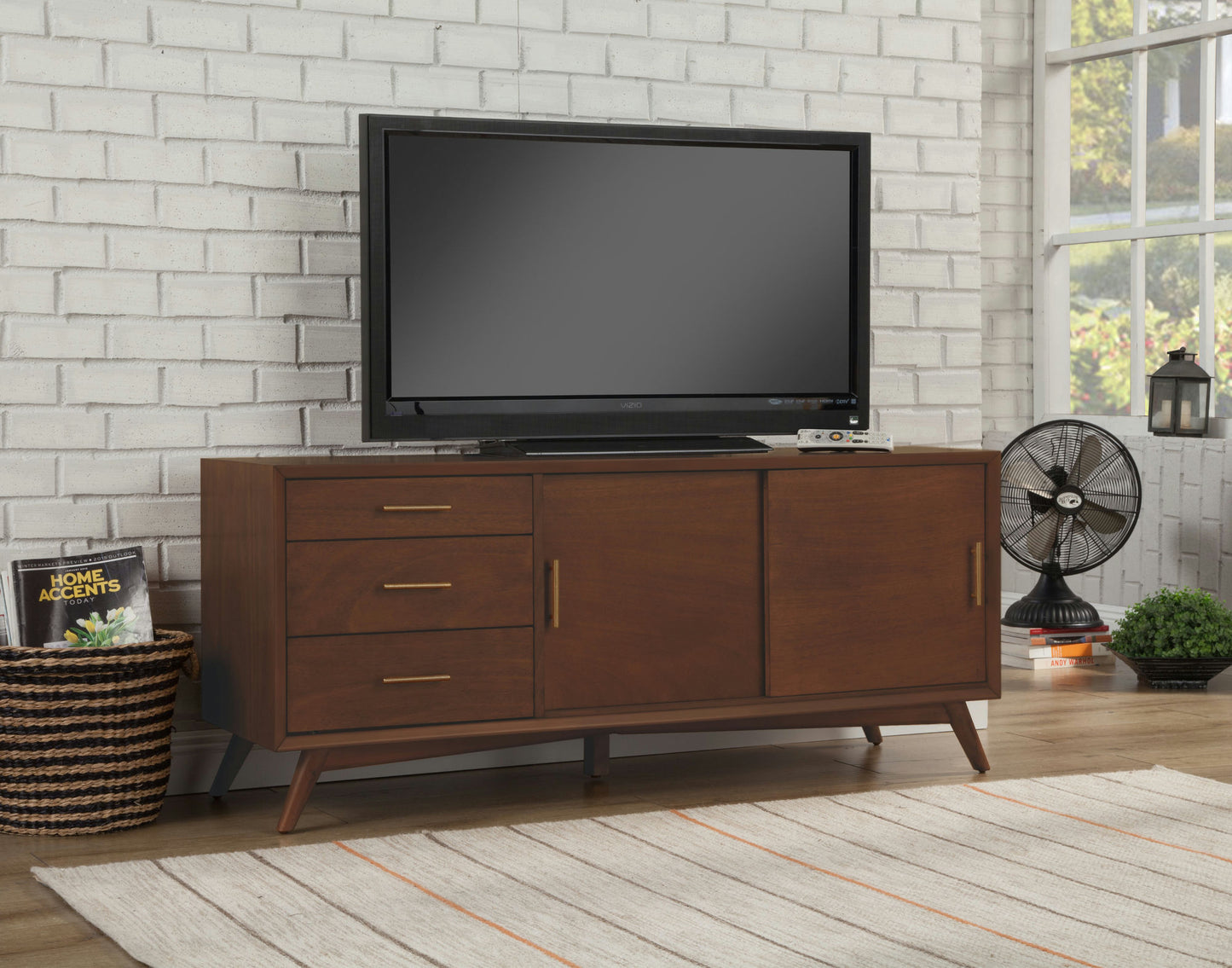 Alpine Furniture Flynn Large TV Console, Walnut