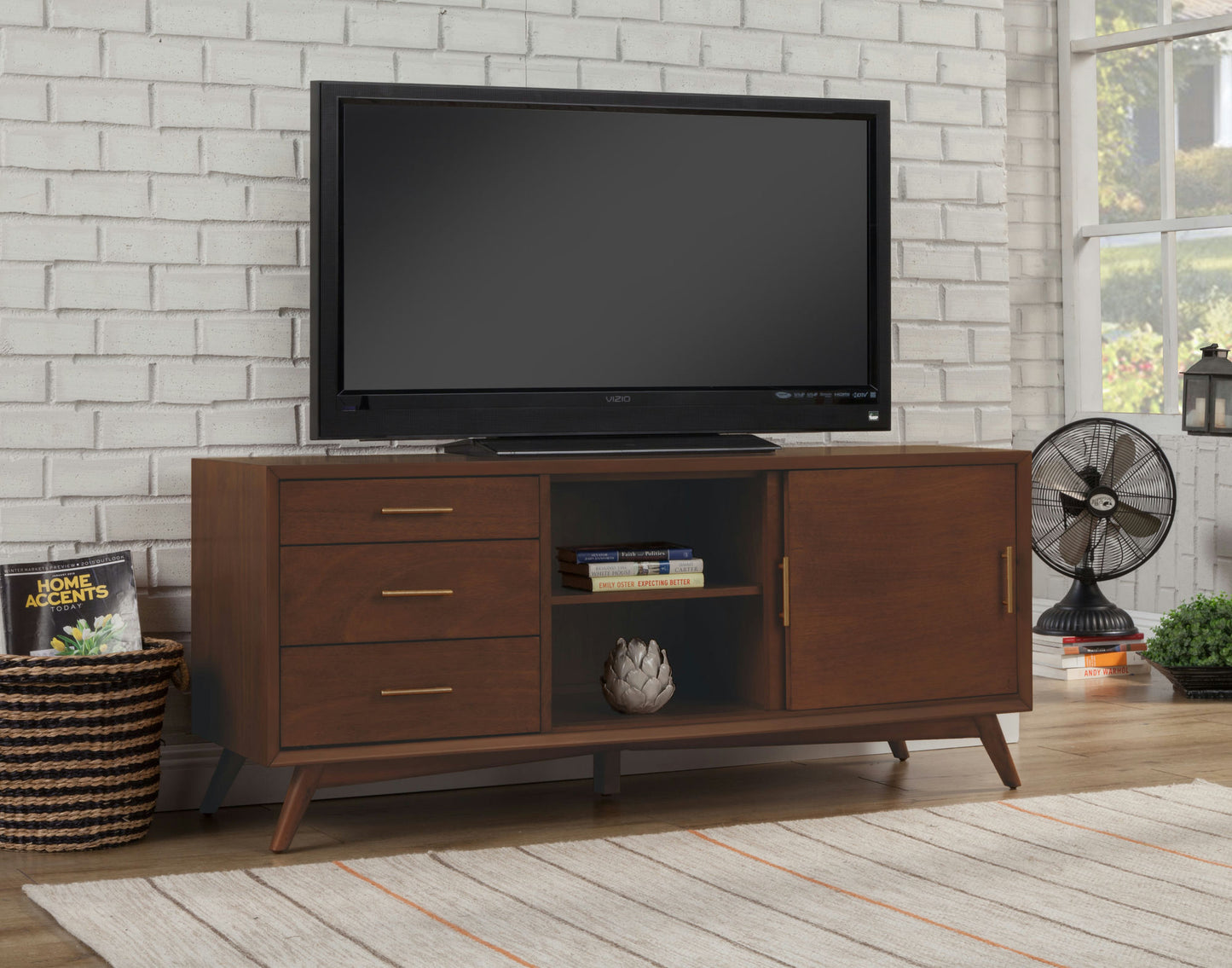 Alpine Furniture Flynn Large TV Console, Walnut